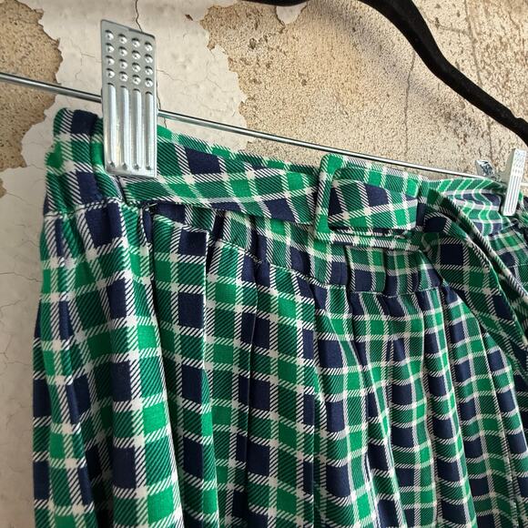 Vintage Midi Skirt Preppy Plaid High Waist Belted Tartan Country Club Academia - Picture 2 of 5
